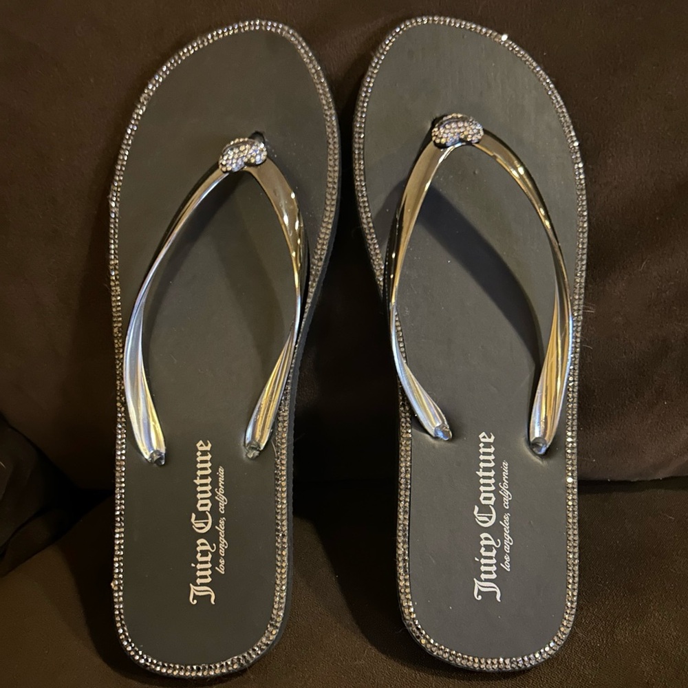 Juicy Couture Black and Silver Sandals